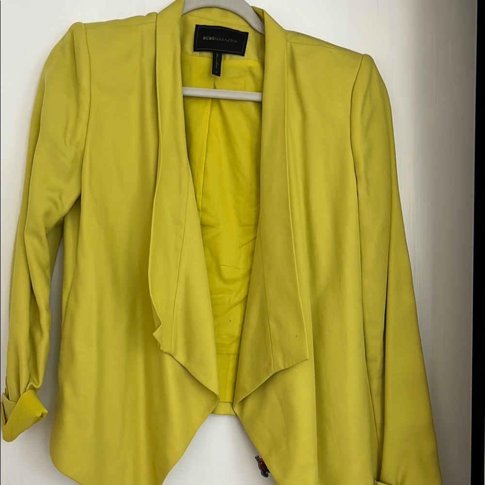 BCBGMaxAzria Yellow Blazer with Waterfall Front